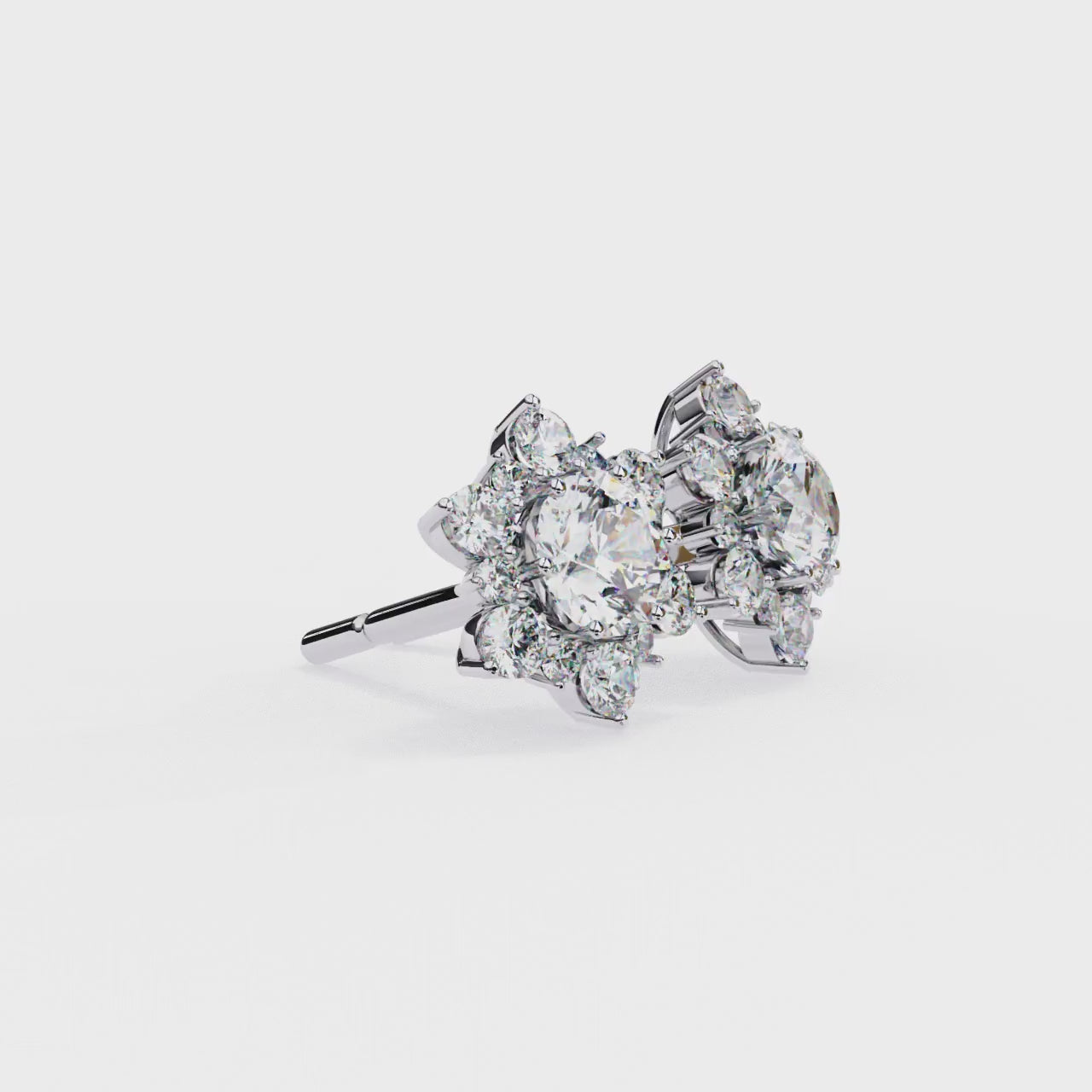 Luminous Snowflake Diamond Stud Earrings